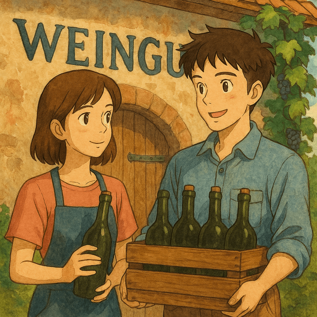 Junge Menschen bei einer Weinprobe